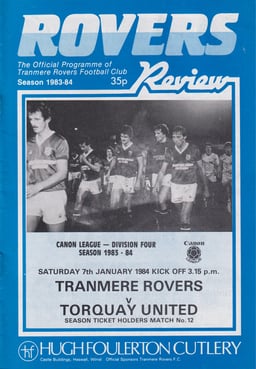 Tranmere Rovers v Torquay United Match Programme 1984-01-07